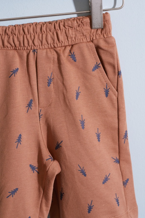 Lacivert Çam Ağacı Desenli Şortlu Tişörtlü Erkek Çocuk Takım 18872