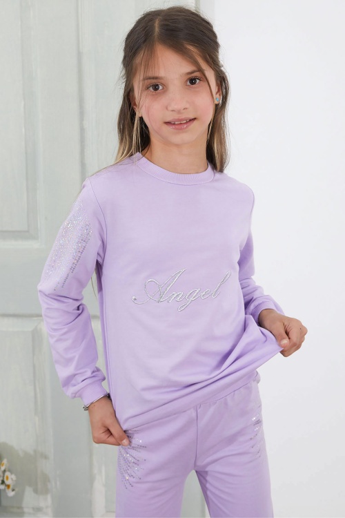 Lila Angel Nakışlı Payetli Kız Çocuk Eşofman Takımı 18580