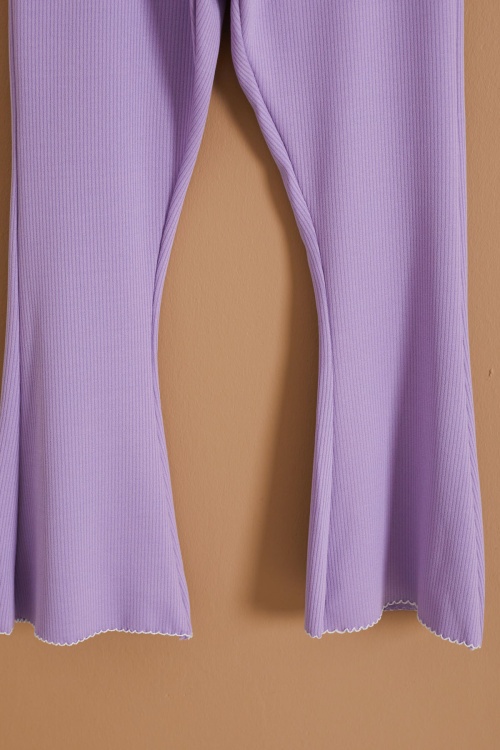 Lila İspanyol Paça Kalpli Kız Çocuk Fitilli Tayt 19144