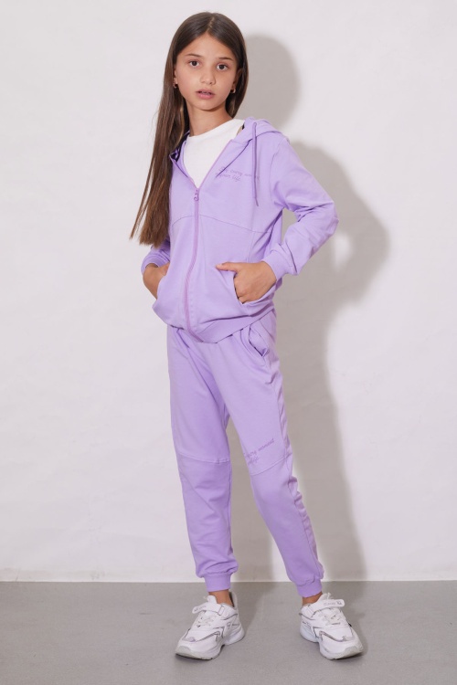 Lila Yazılı Fermuarlı Hırkalı Kız Çocuk Takımı 18575