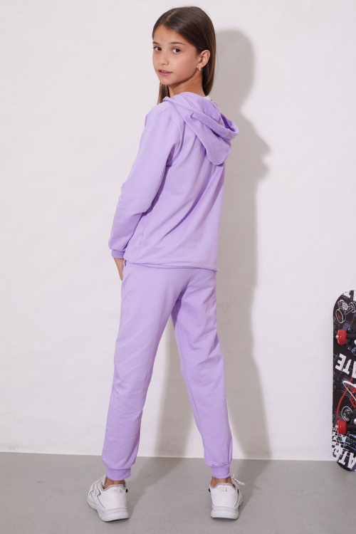 Lila Yazılı Fermuarlı Hırkalı Kız Çocuk Takımı 18575