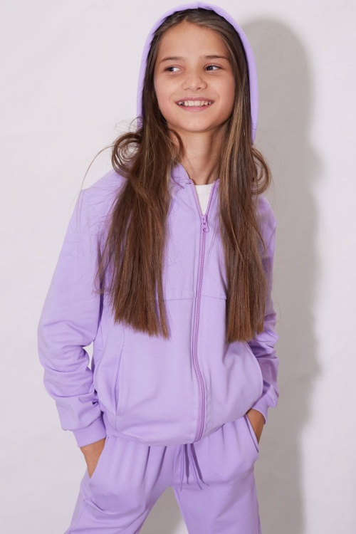 Lila Yazılı Fermuarlı Hırkalı Kız Çocuk Takımı 18575