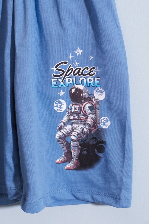 Mavi Astronot Uzay Temalı Erkek Çocuk Şortlu Takım 18893