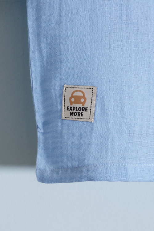 Mavi Cep Detaylı Çıtçıt Yakalı Erkek Bebek Şortlu Takım 18731