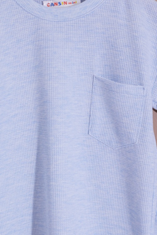 Mavi Erkek Çocuk Waffle Şortlu Takım 19094