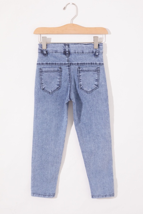 Mavi Kaplan Baskılı Fermuarlı Jean Gömlekli Erkek Çocuk Takım 18982