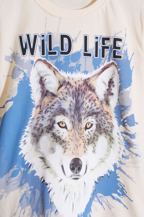 Mavi Kurt Baskı Bisiklet Yaka Erkek Çocuk Şortlu Takım 18680