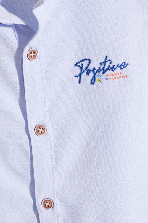 Mavi Yazı Baskılı Gömlekli Jean Şortlu Erkek Çocuk Takım 18964