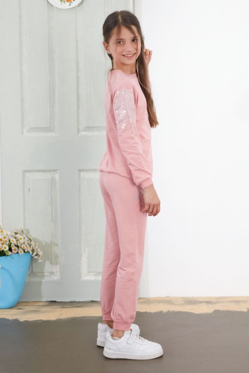 Pembe Angel Nakışlı Payetli Kız Çocuk Eşofman Takımı 18578