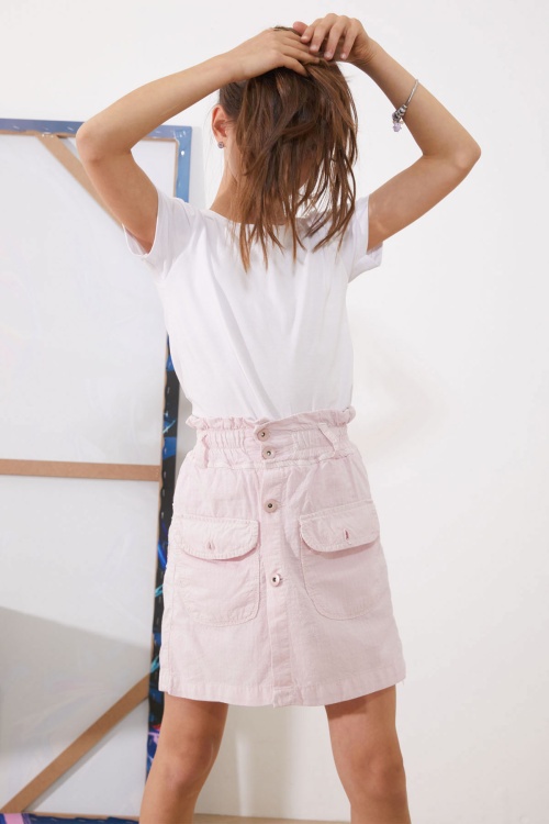 Pembe Beli Lastikli Düğmeli Kız Çocuk Şort Etek 18950