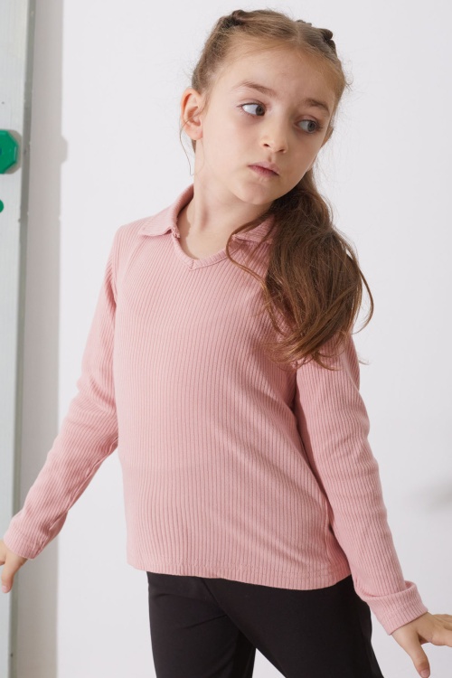 Pembe Fitilli Yakalı Kız Çocuk Uzun Kollu Badi 18877