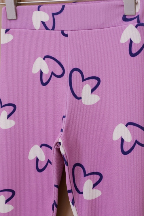 Pembe Kalp Baskılı Fitilli Kız Çocuk Tayt 18370