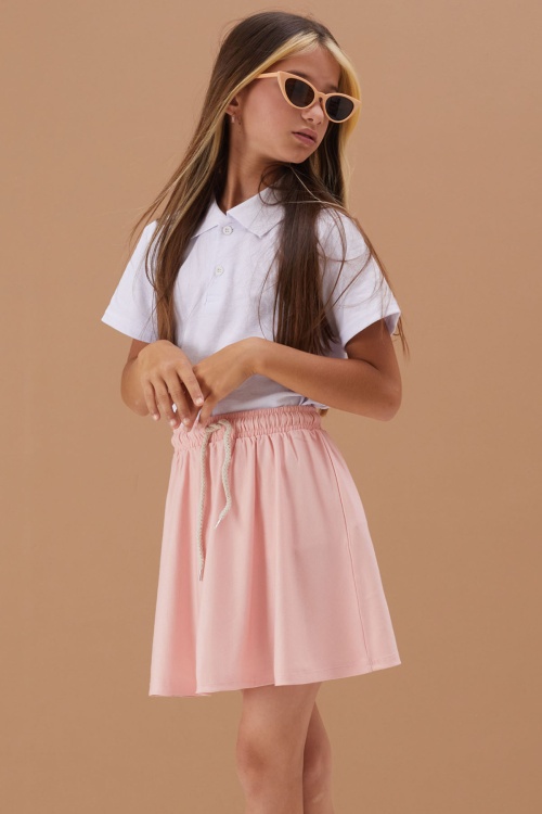 Pembe Lastikli Bel Kız Çocuk Tenis Etek 19135