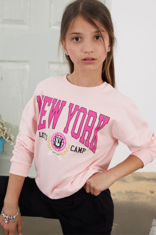 Pembe NewYork Yazılı Kız Çocuk Alt Üst Takım 18581