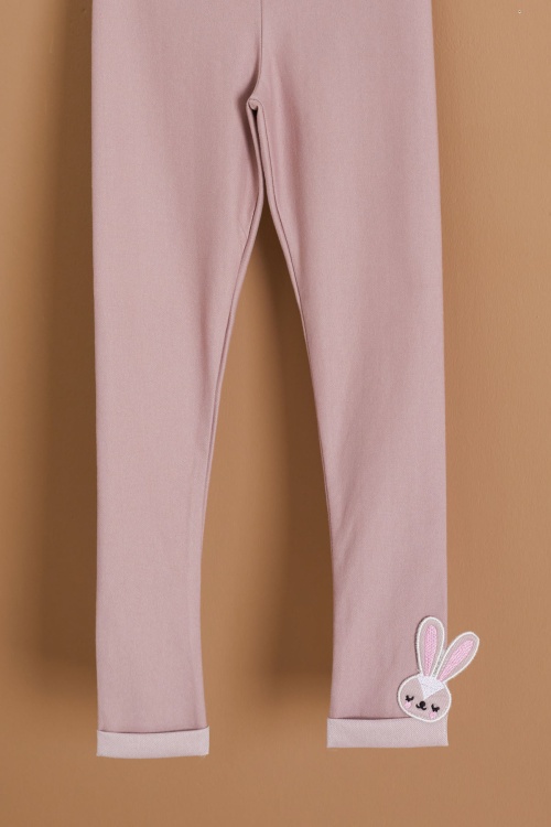 Pembe Paçası Tavşan Nakışlı Kız Çocuk Tayt 19141