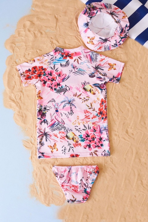 Pembe Şapkalı Kız Çocuk Mayo Takımı 19050