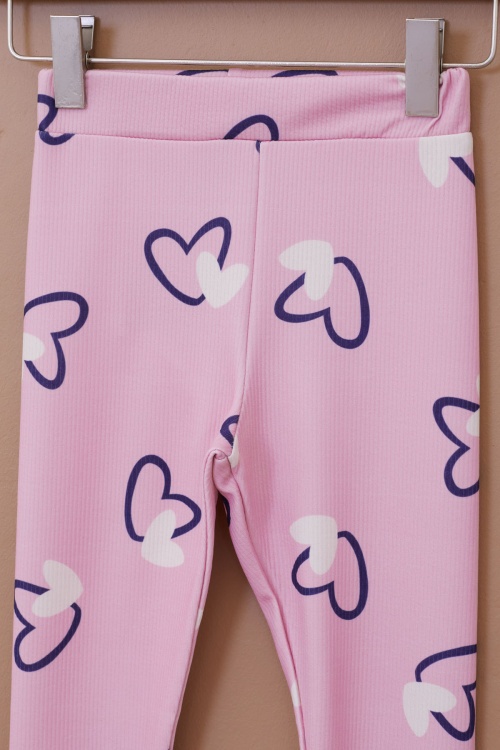 Pudra Kalp Baskılı Fitilli Kız Çocuk Tayt 18371