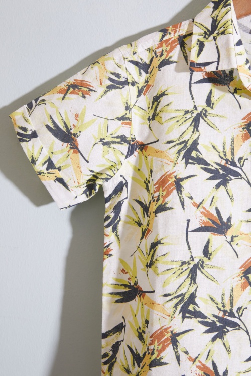 Sarı Desenli Kısa Kol Gömlekli Erkek Çocuk Pantolonlu Takım 19008