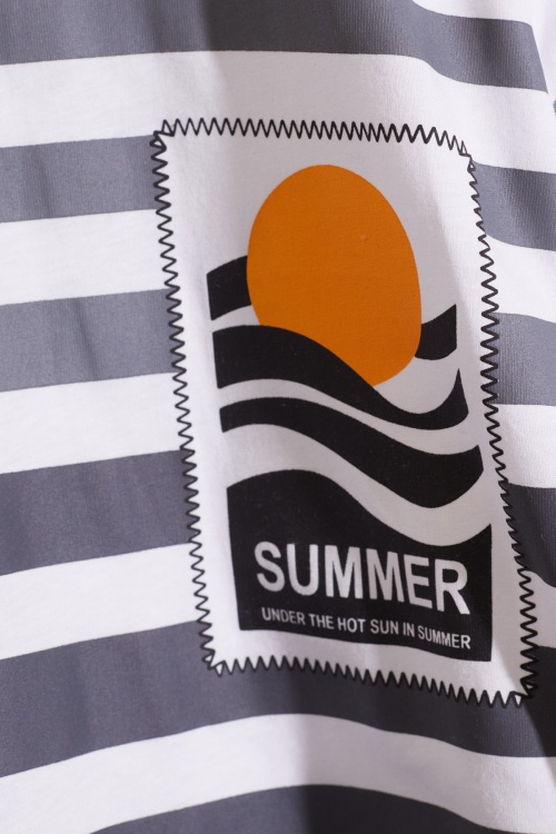 Siyah Çizgili Summer Baskılı Erkek Çocuk Şortlu Takım 18933