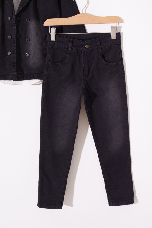 Siyah Jean Ceketli Gömlekli Erkek Çocuk Takım Elbise 18975