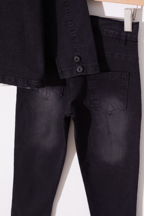 Siyah Jean Ceketli Gömlekli Erkek Çocuk Takım Elbise 18975