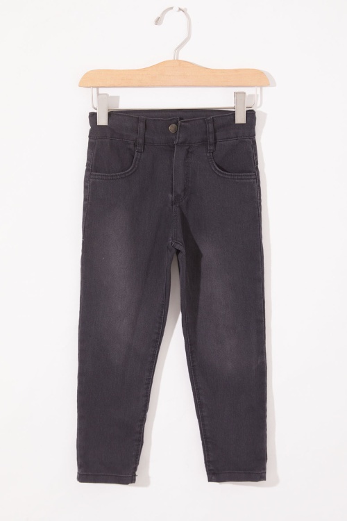 Siyah Kaplan Baskılı Fermuarlı Jean Gömlekli Erkek Çocuk Takım 18981