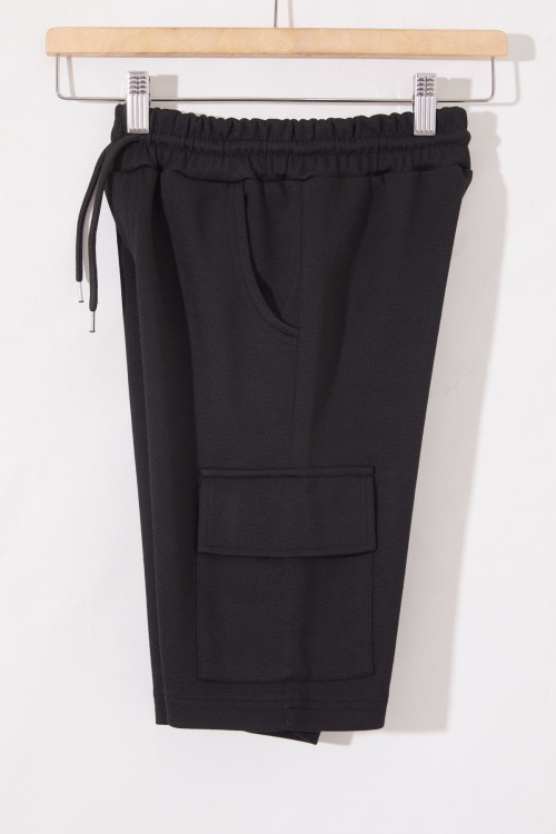 Siyah Kargo Cepli Erkek Çocuk Beli Lastikli Şort 18798