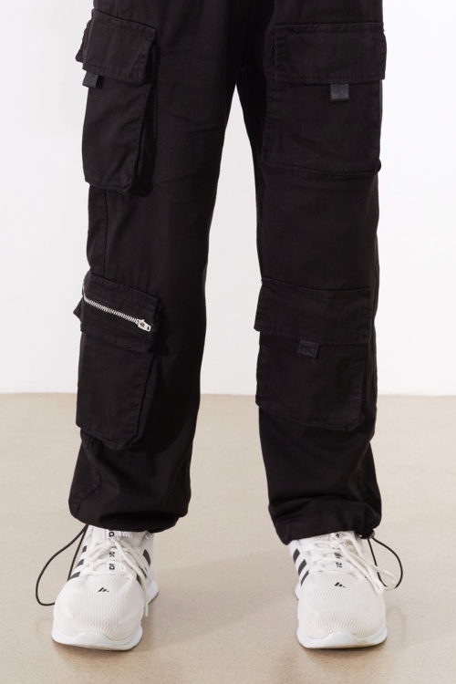 Siyah Kargo Cepli Paçası Lastikli Erkek Çocuk Jean Pantolon 18538