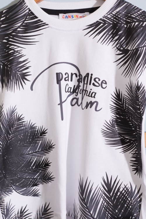 Siyah Paradise Yazılı Palmiyeli Erkek Çocuk Şortlu Takım 18937