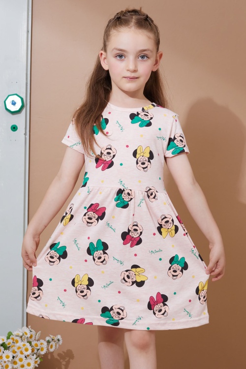 Somon Karakter Baskılı Kısa Kollu Kız Çocuk Yazlık Elbise 18990