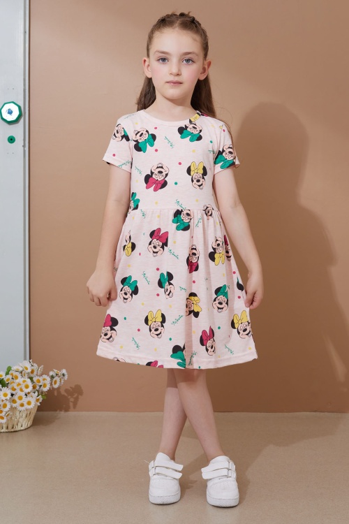 Somon Karakter Baskılı Kısa Kollu Kız Çocuk Yazlık Elbise 18990