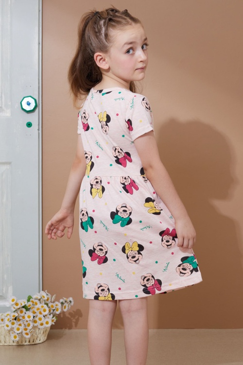 Somon Karakter Baskılı Kısa Kollu Kız Çocuk Yazlık Elbise 18990