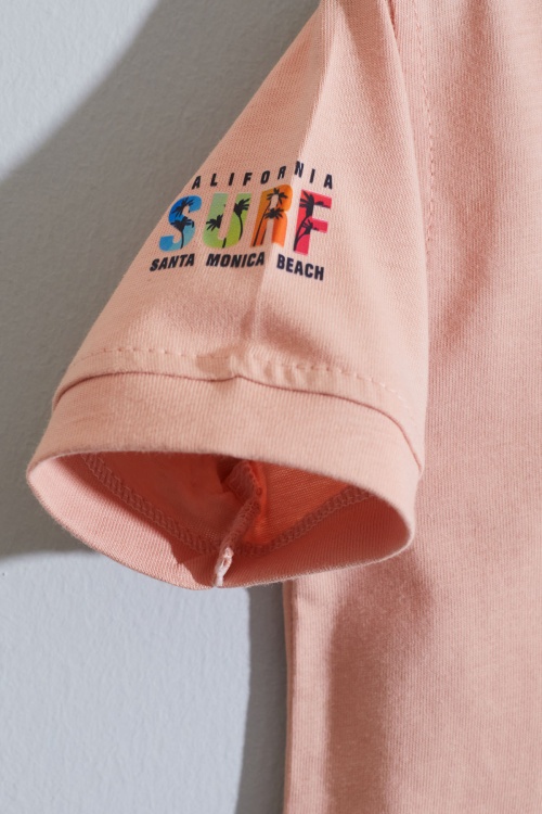 Somon Polo Yaka Surf Baskılı Jean Şortlu Erkek Çocuk Takım 18922