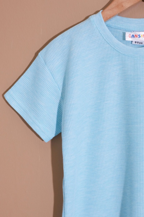 Turkuaz Erkek Çocuk Waffle Şortlu Takım 19096