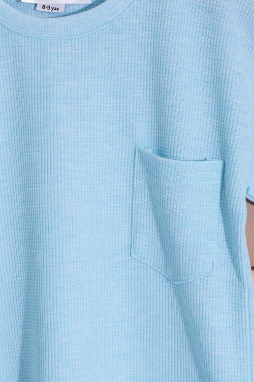 Turkuaz Erkek Çocuk Waffle Şortlu Takım 19096