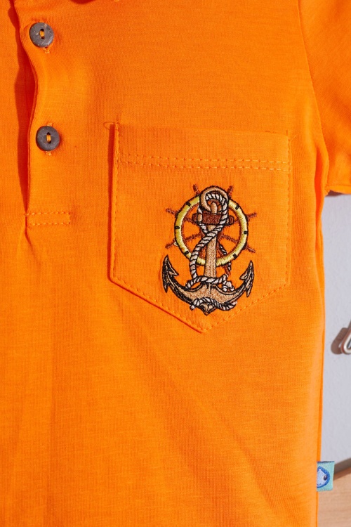 Turuncu Denizci Nakışlı Kısa Kol Tişörtlü Şortlu Erkek Bebek Takım 18911