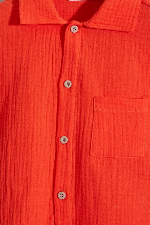 Turuncu Müslin Kumaş Gömlekli Erkek Çocuk Şortlu Takım 18897