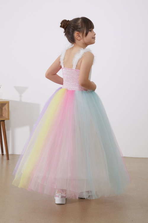 Unicorn Desenli Payetli Kız Çocuk Tüllü Abiye