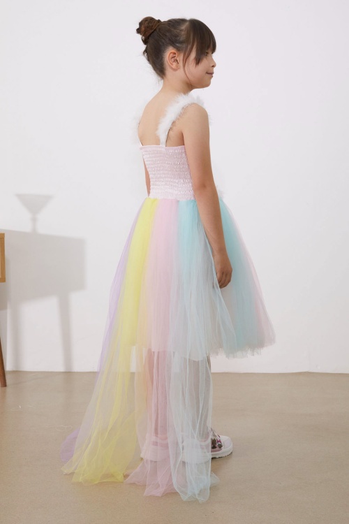 Unicorn Desenli Payetli Kız Çocuk Tüllü Elbise