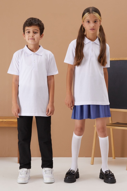 Unisex Kısa Kollu Polo Yaka Lakos T-shirt 6-13 Yaş 14576