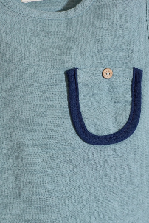 Yeşil Cep Detaylı Çıtçıt Yakalı Erkek Bebek Şortlu Takım 18730