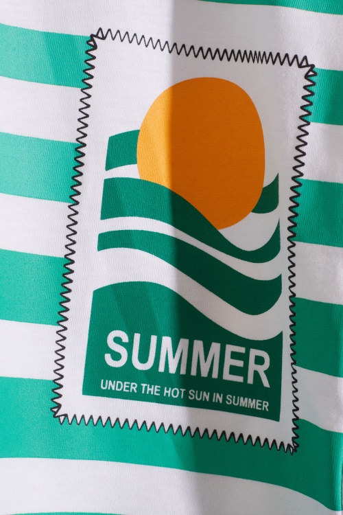 Yeşil Çizgili Summer Baskılı Erkek Çocuk Şortlu Takım 18934