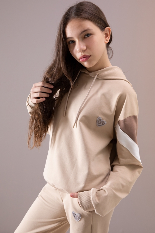 Bej Kargo Cepli Kız Çocuk Logolu İkili Takım 19868