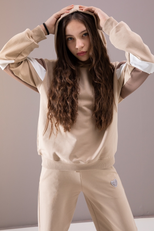 Bej Kargo Cepli Kız Çocuk Logolu İkili Takım 19868