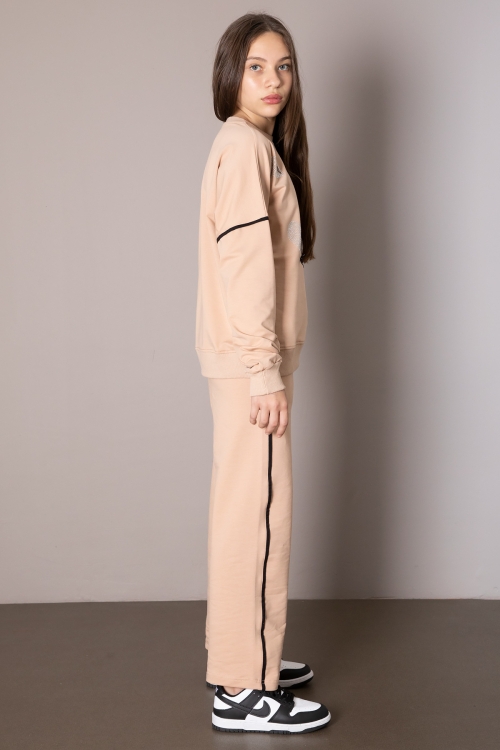 Bej Kız Çocuk Kalp Desenli 2li Takım 19849