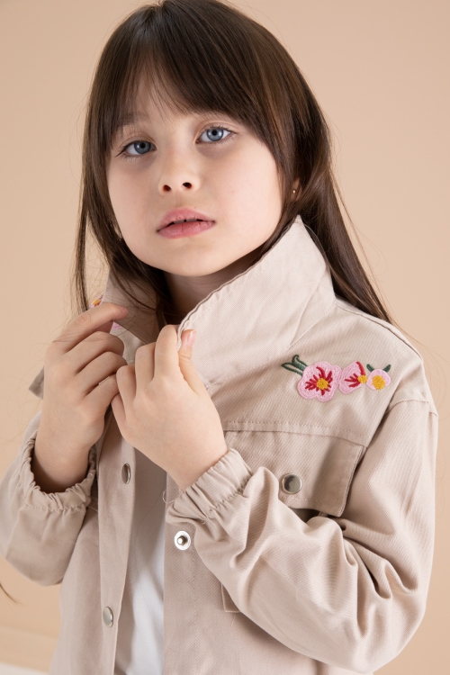 Bej Nakış Detaylı Gömlekli Pantolonlu Kız Çocuk 3lü Takım 20159