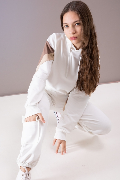 Ekru Kargo Cepli Kız Çocuk Logolu İkili Takım 19867