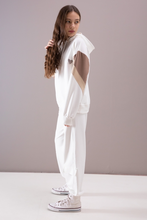 Ekru Kargo Cepli Kız Çocuk Logolu İkili Takım 19867