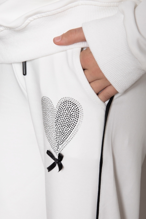 Ekru Kız Çocuk Kalp Desenli 2li Takım 19851