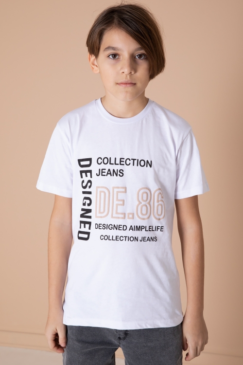 Erkek Çocuk Lacivert Armalı Cepli Bisiklet Yaka Tişörtlü Jean Gömlek 20096